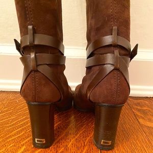 GUCCI WOMENS SIZE 8 BROWN TALL SUEDE AND MOHAIR BOOT